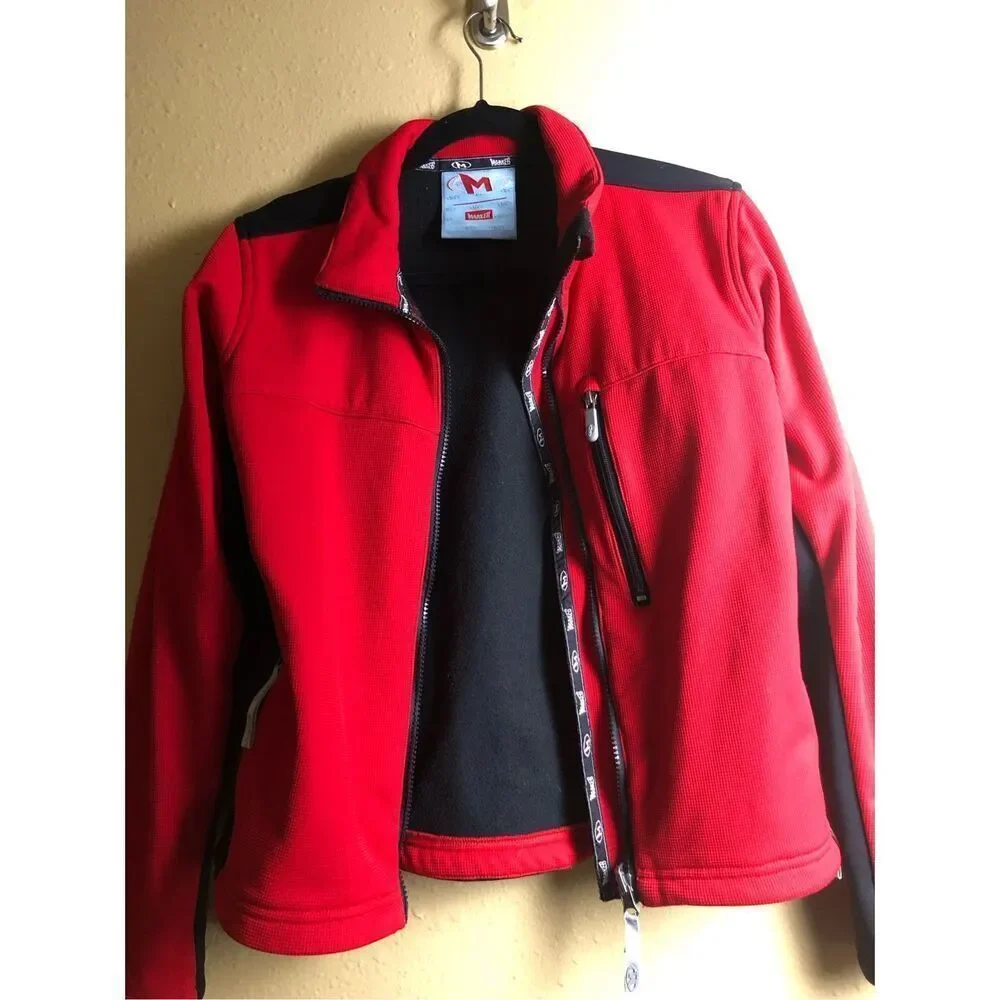 Marker Women’s M Red Black Softshell Fleece Lined Zip Jacket